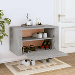 Betonszürke szerelt fa fali cipőszekrény 70 x 35 x 38 cm 3