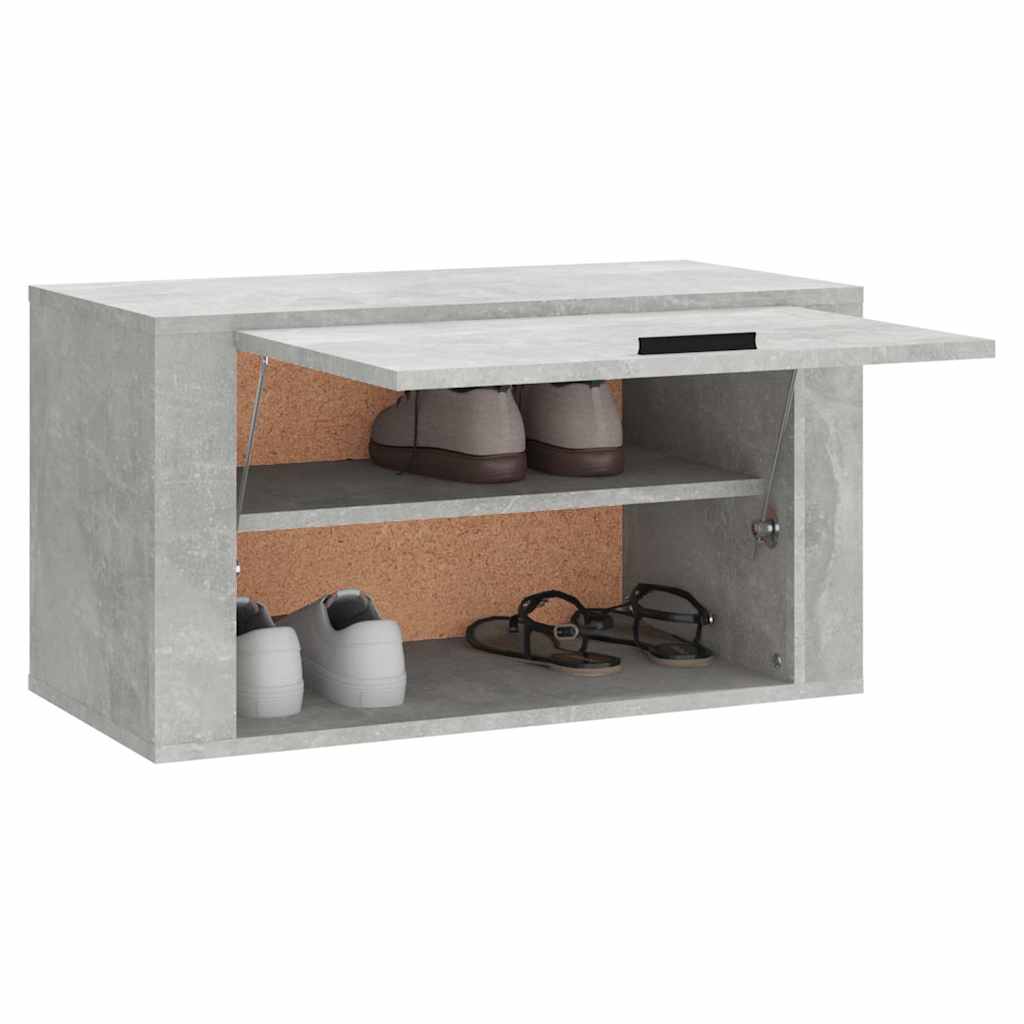 Betonszürke szerelt fa fali cipőszekrény 70 x 35 x 38 cm 4