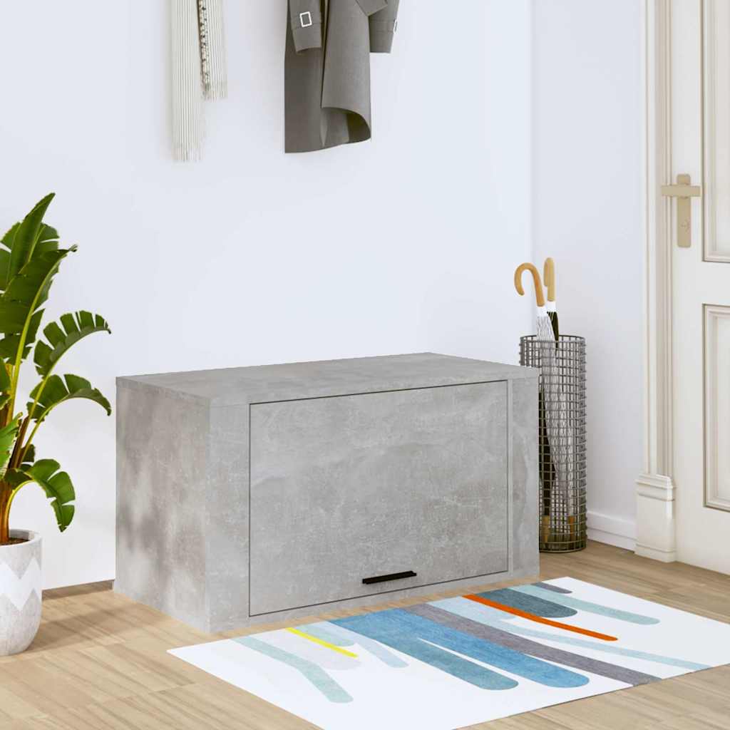 Betonszürke szerelt fa fali cipőszekrény 70 x 35 x 38 cm
