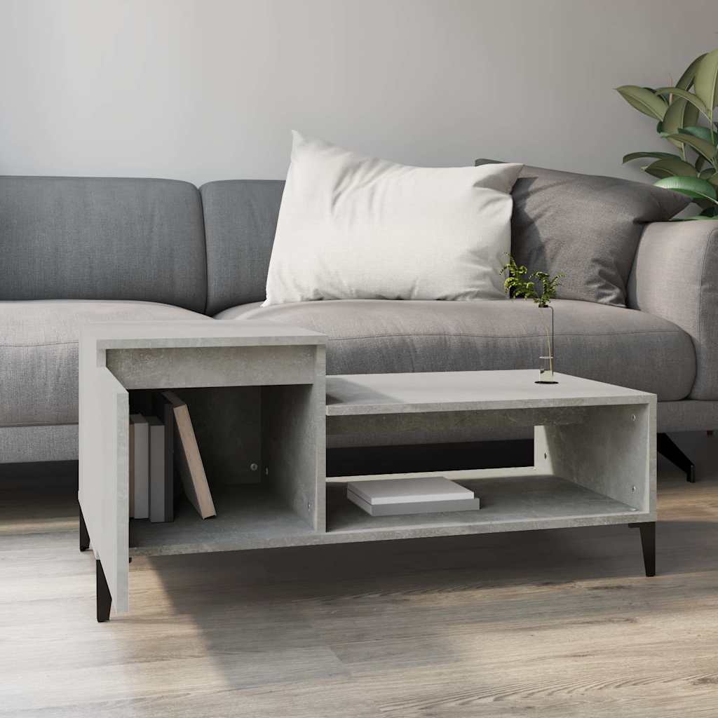Betonszürke szerelt fa dohányzóasztal 100 x 50 x 45 cm 3