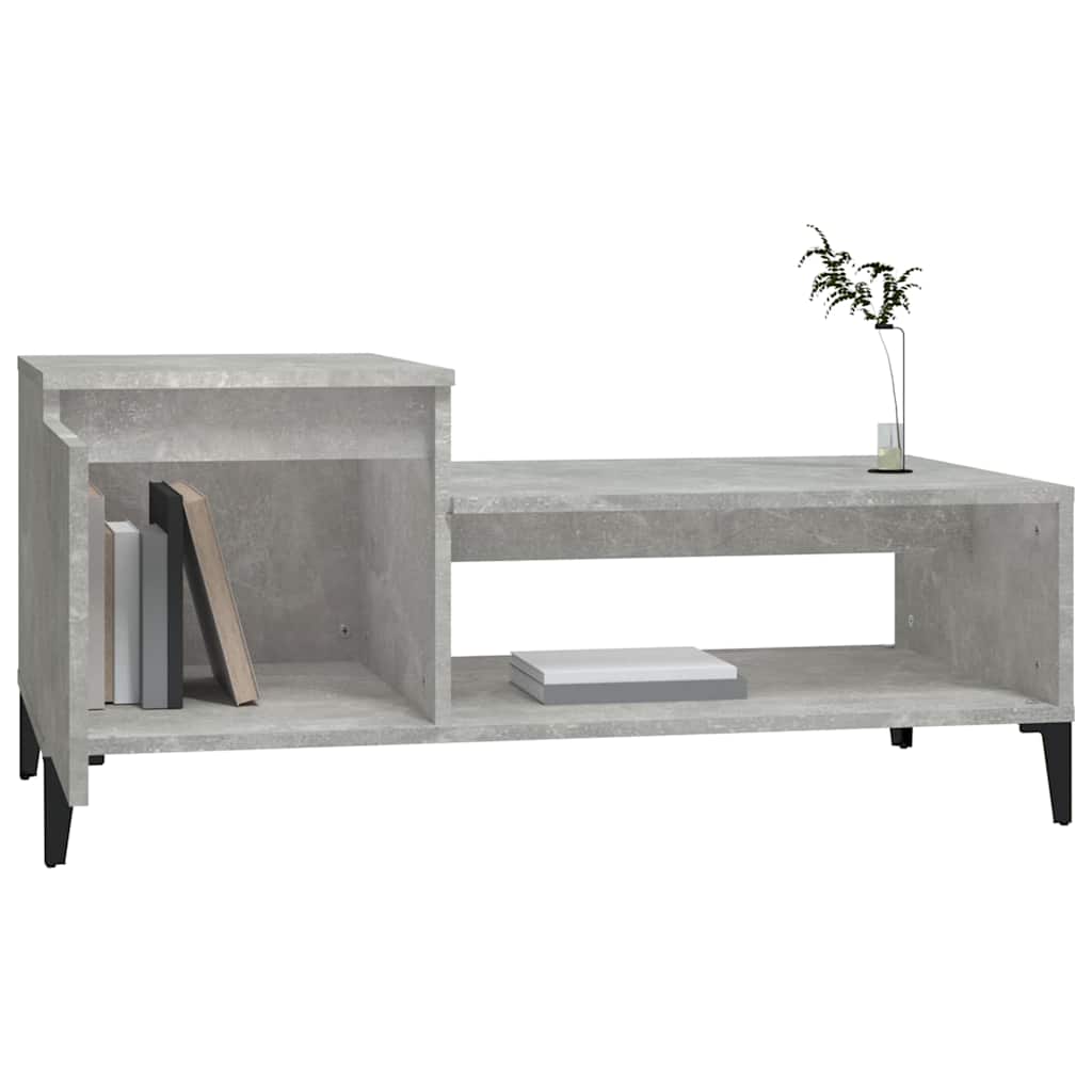 Betonszürke szerelt fa dohányzóasztal 100 x 50 x 45 cm 4