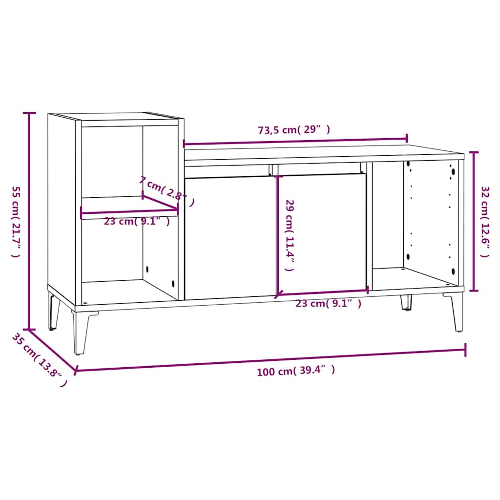 Füstös tölgy színű szerelt fa TV-szekrény 100x35x55 cm 10