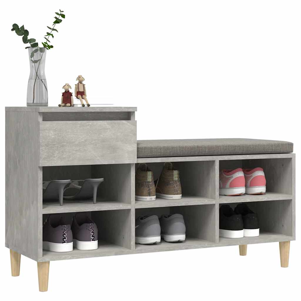 Betonszürke szerelt fa cipőszekrény 102x36x60 cm 4