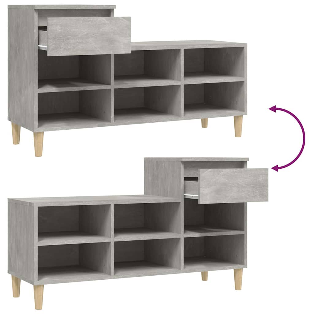 Betonszürke szerelt fa cipőszekrény 102x36x60 cm 9
