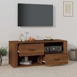 Barna tölgyszínű szerelt fa TV-szekrény 100 x 35 x 40 cm 3