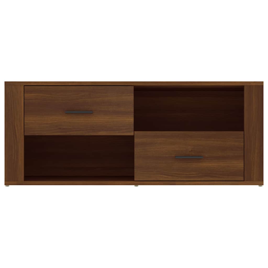 Barna tölgyszínű szerelt fa TV-szekrény 100 x 35 x 40 cm 6