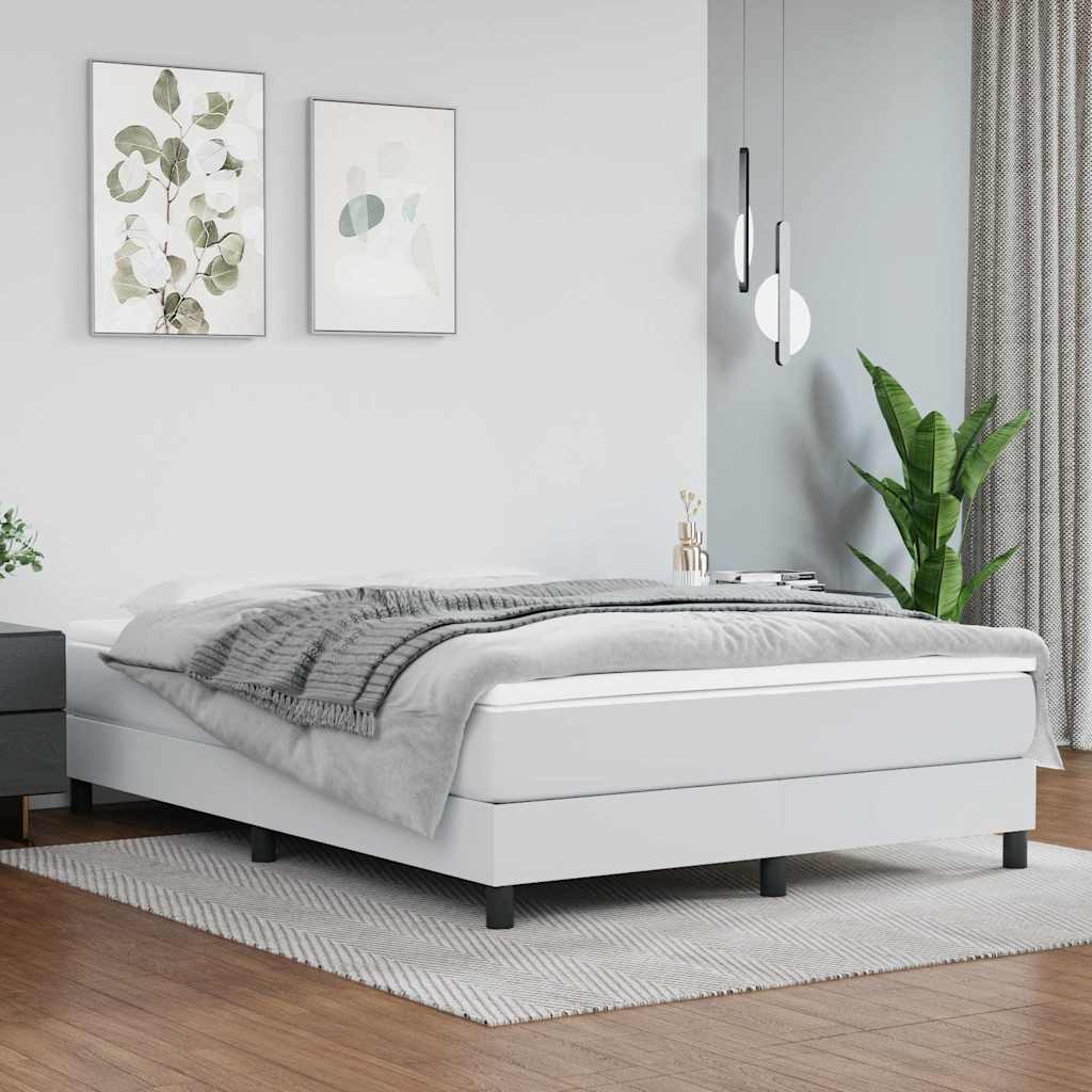 Fehér műbőr rugós ágykeret 140x200 cm