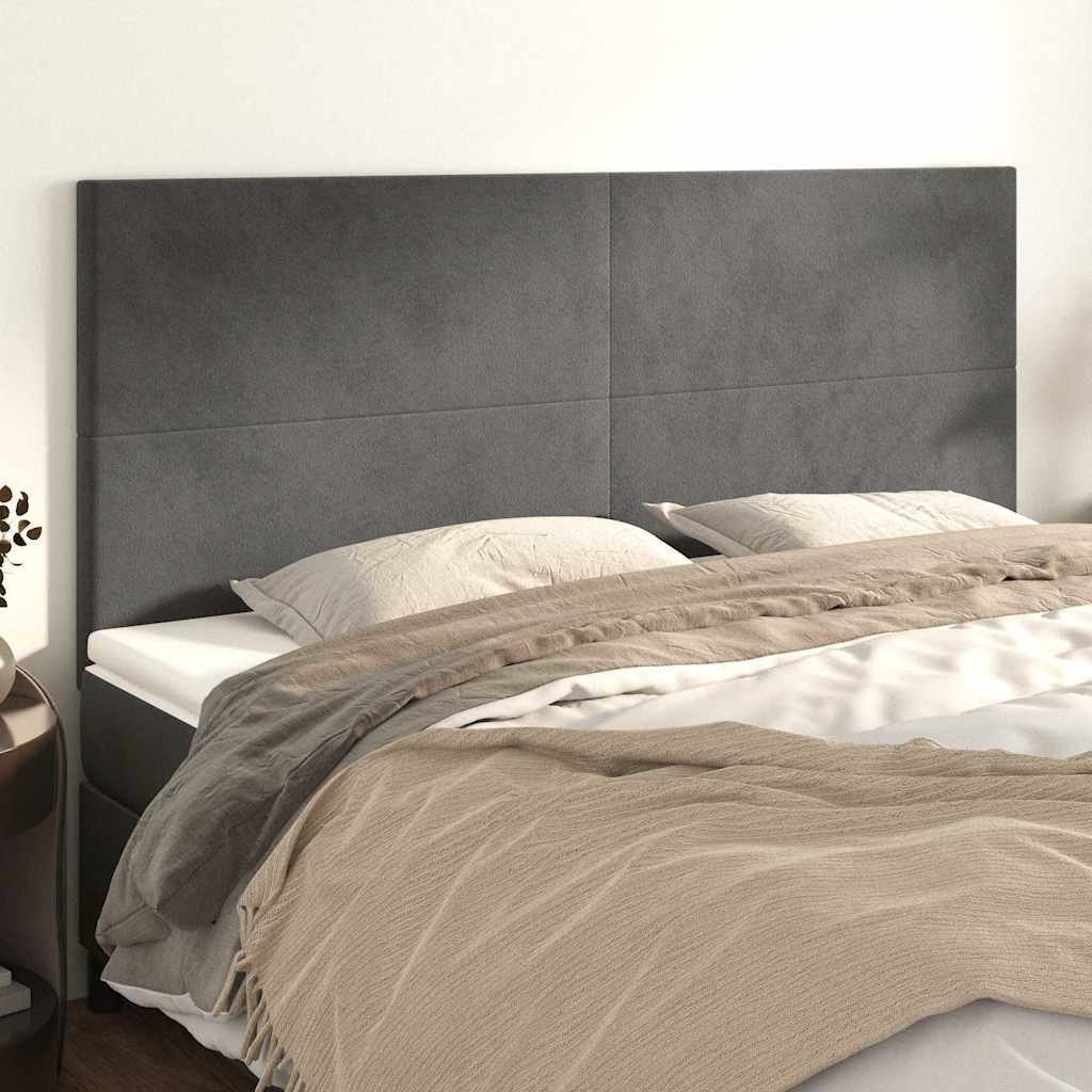 Sötétszürke bársony fejtámla 200 x 5 x 118/128 cm