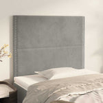 Világosszürke bársony fejtámla 90x5x118/128 cm