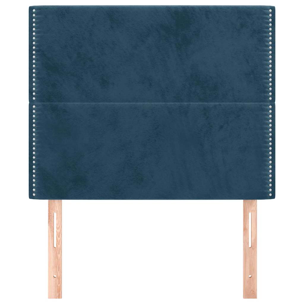 Sötétkék bársony fejtámla 100x5x118/128 cm 3