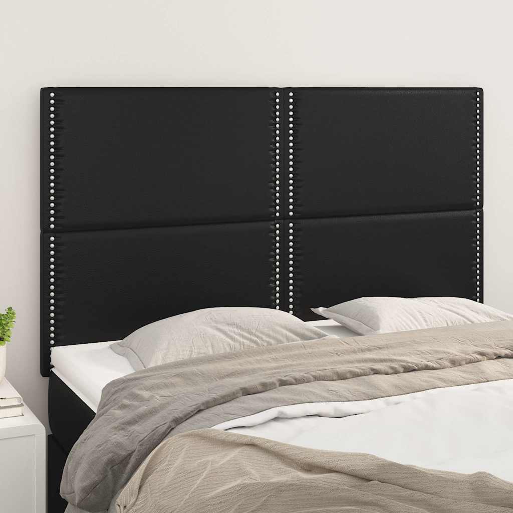 Fekete műbőr fejtámla 144x5x118/128 cm