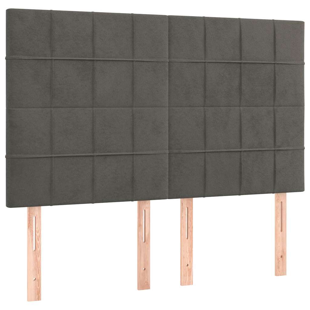 Sötétszürke bársony fejtámla 144x5x118/128 cm 2