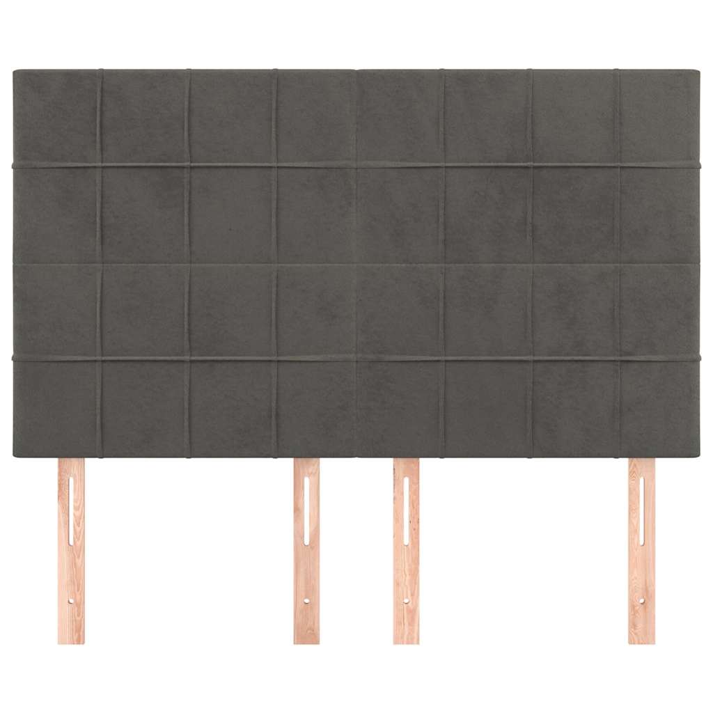 Sötétszürke bársony fejtámla 144x5x118/128 cm 3