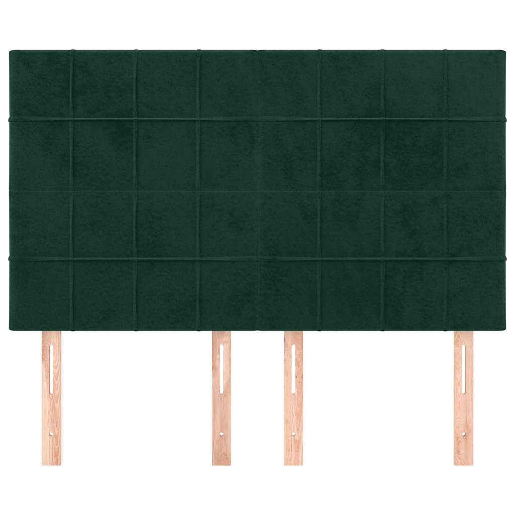 Sötétzöld bársony fejtámla 144x5x118/128 cm 3