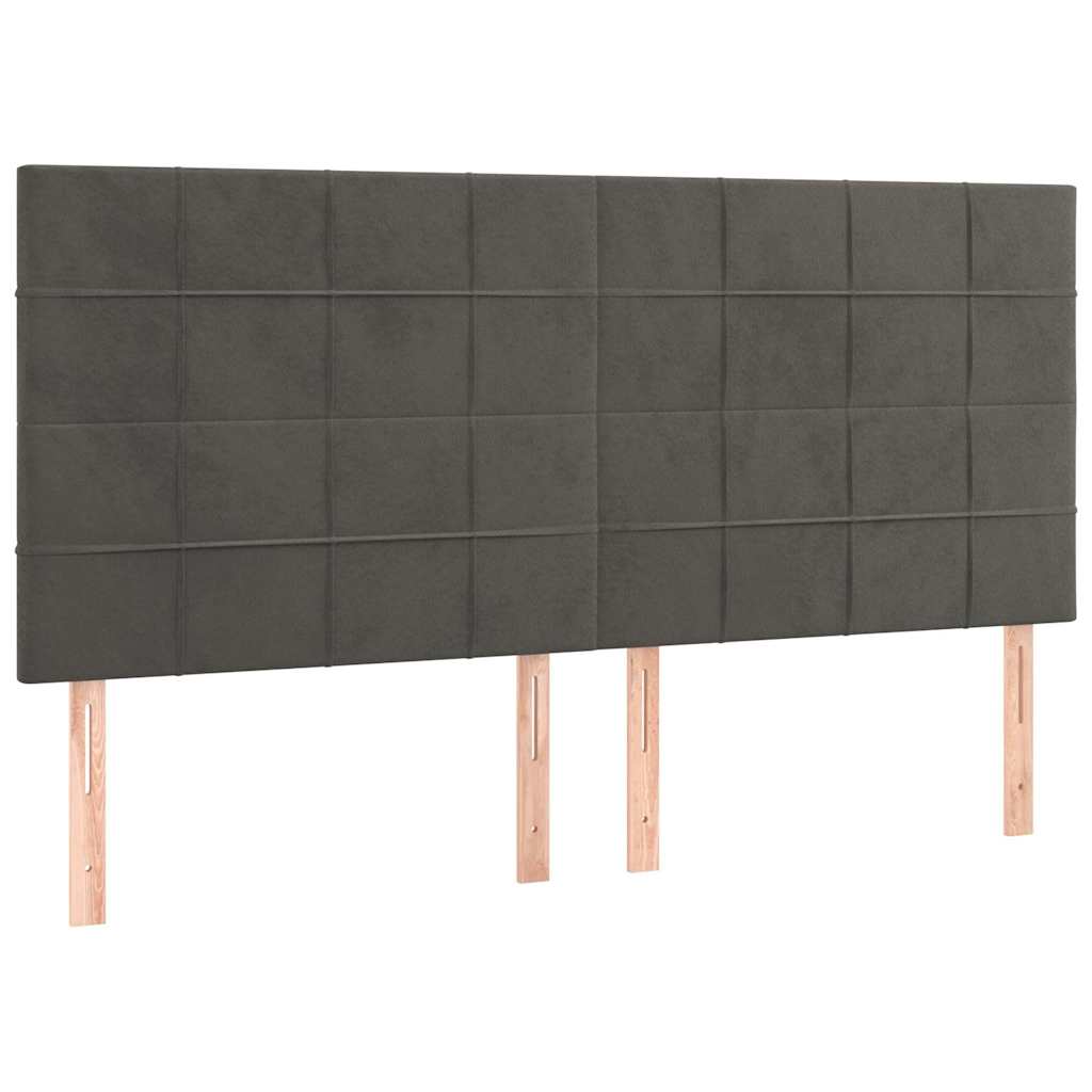 Sötétszürke bársony fejtámla 180x5x118/128 cm 2