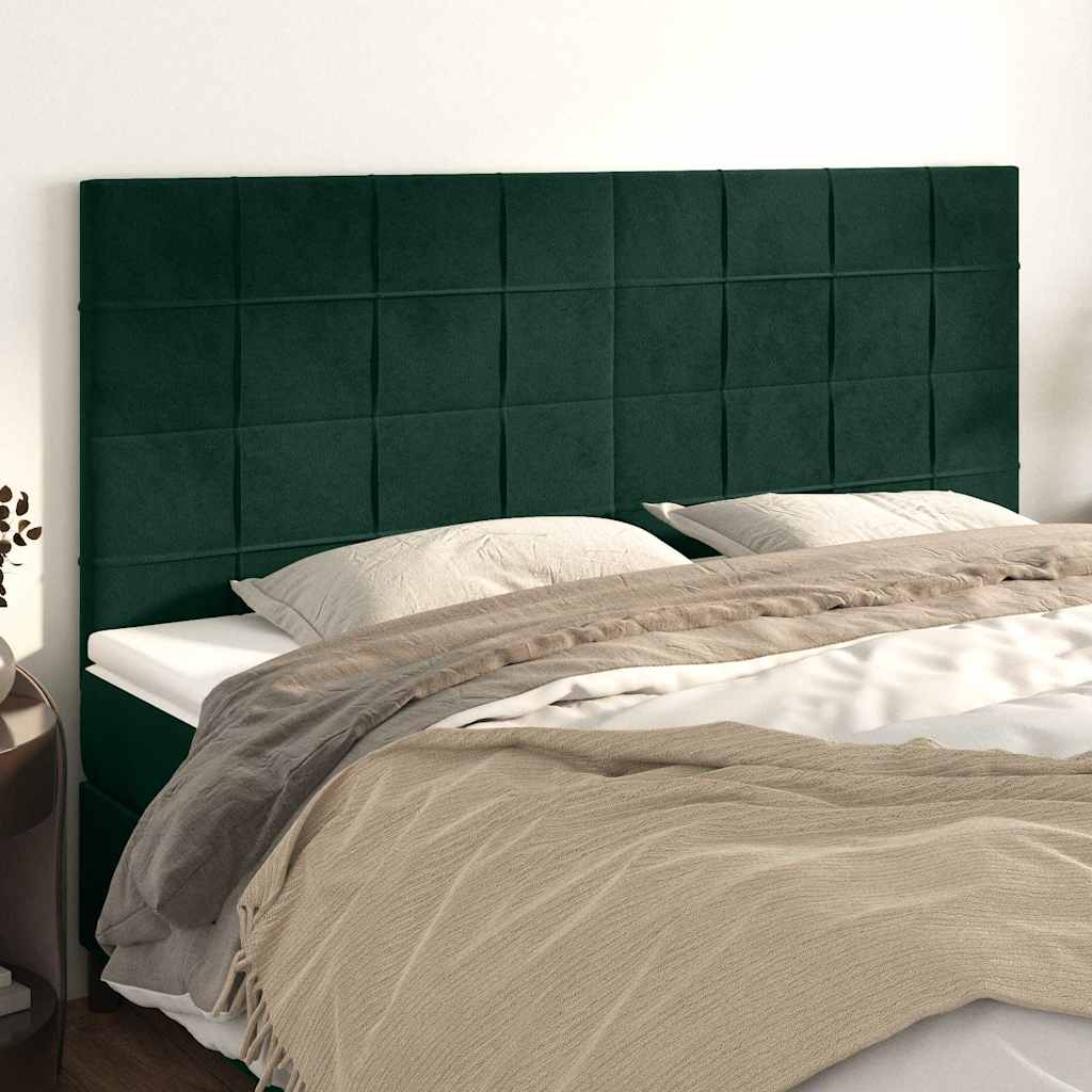 Sötétzöld bársony fejtámla 180x5x118/128 cm