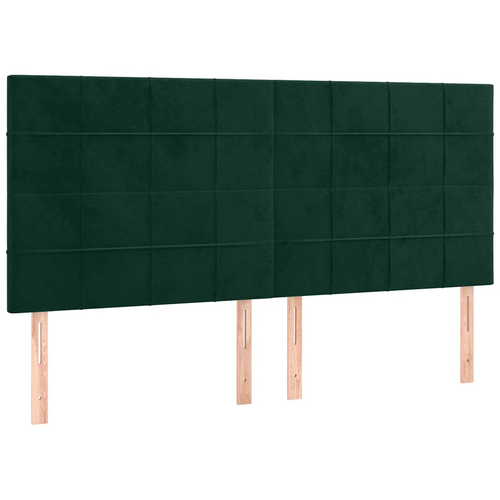 Sötétzöld bársony fejtámla 200 x 5 x 118/128 cm 2