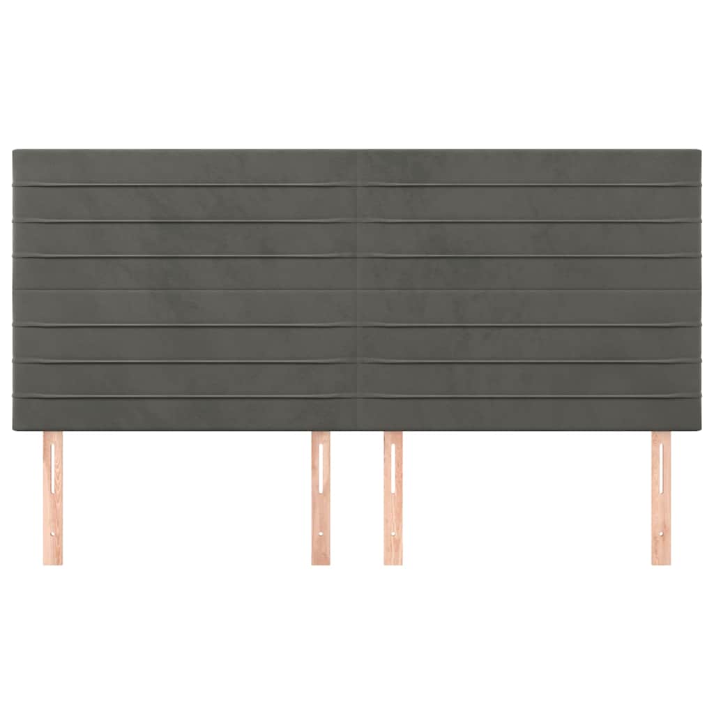 Sötétszürke bársony fejtámla 180x5x118/128 cm 3