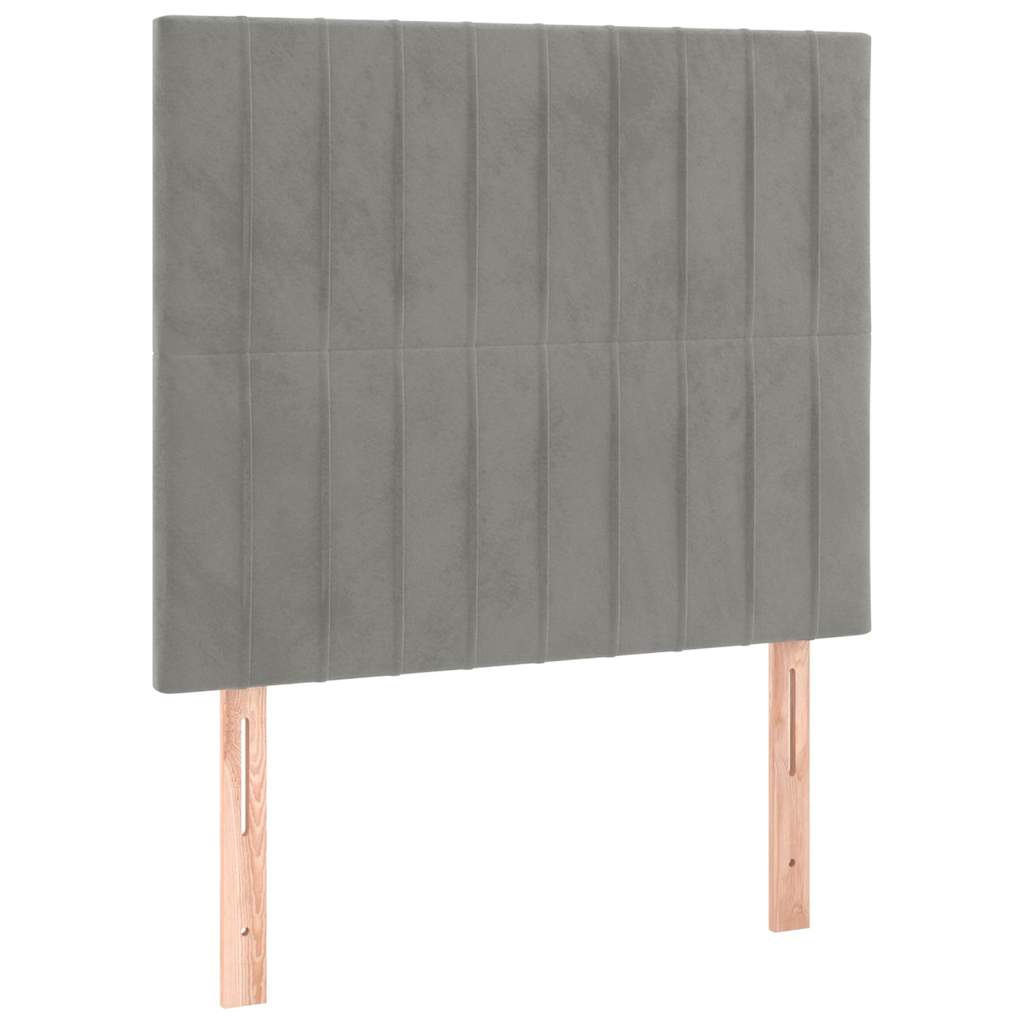 Világosszürke bársony fejtámla 90x5x118/128 cm 2