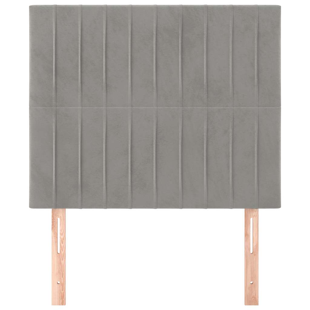 Világosszürke bársony fejtámla 90x5x118/128 cm 3