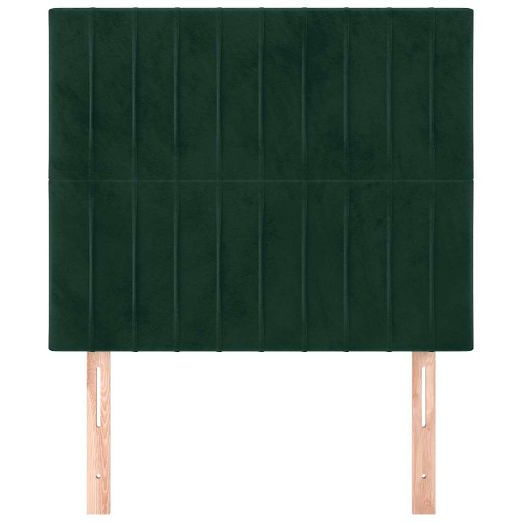 Sötétzöld bársony fejtámla 90x5x118/128 cm 3
