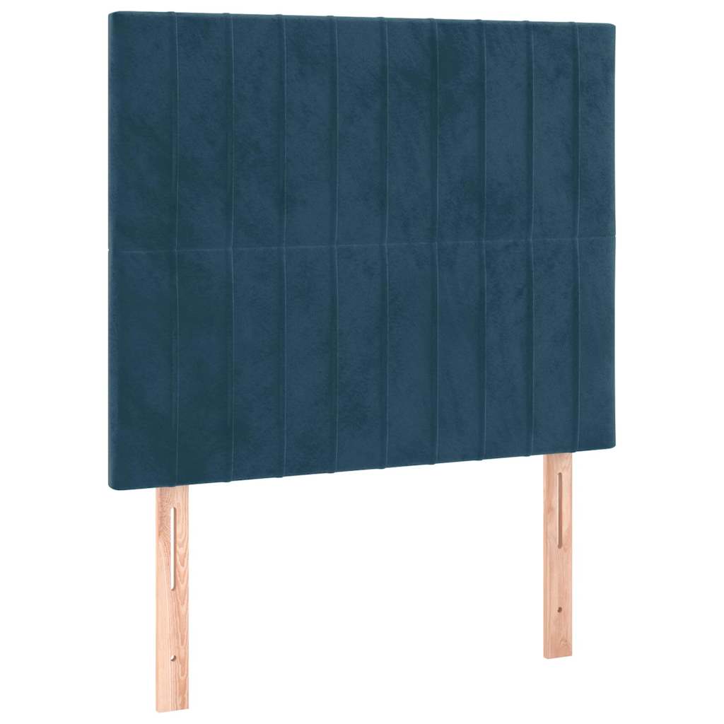 Sötétkék bársony fejtámla 90x5x118/128 cm 2
