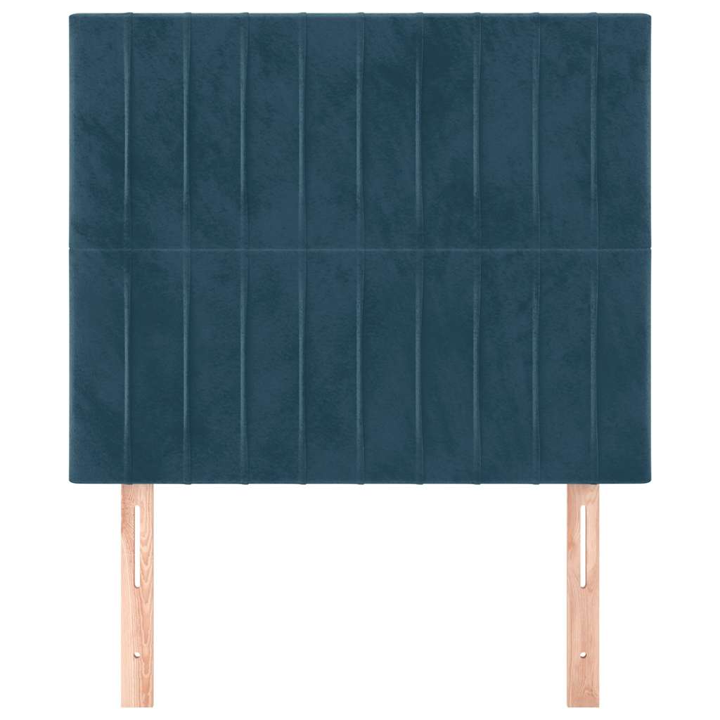 Sötétkék bársony fejtámla 90x5x118/128 cm 3