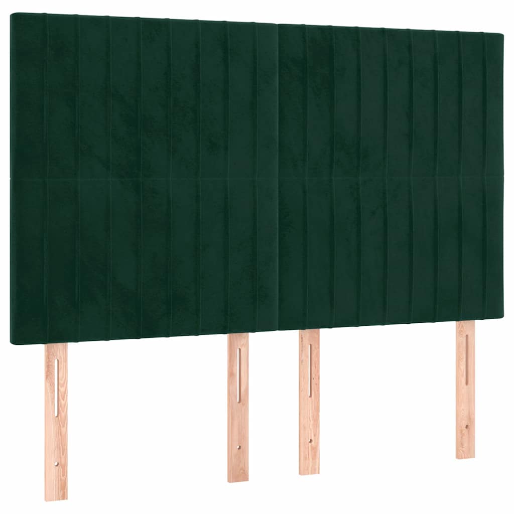 Sötétzöld bársony fejtámla 144x5x118/128 cm 2