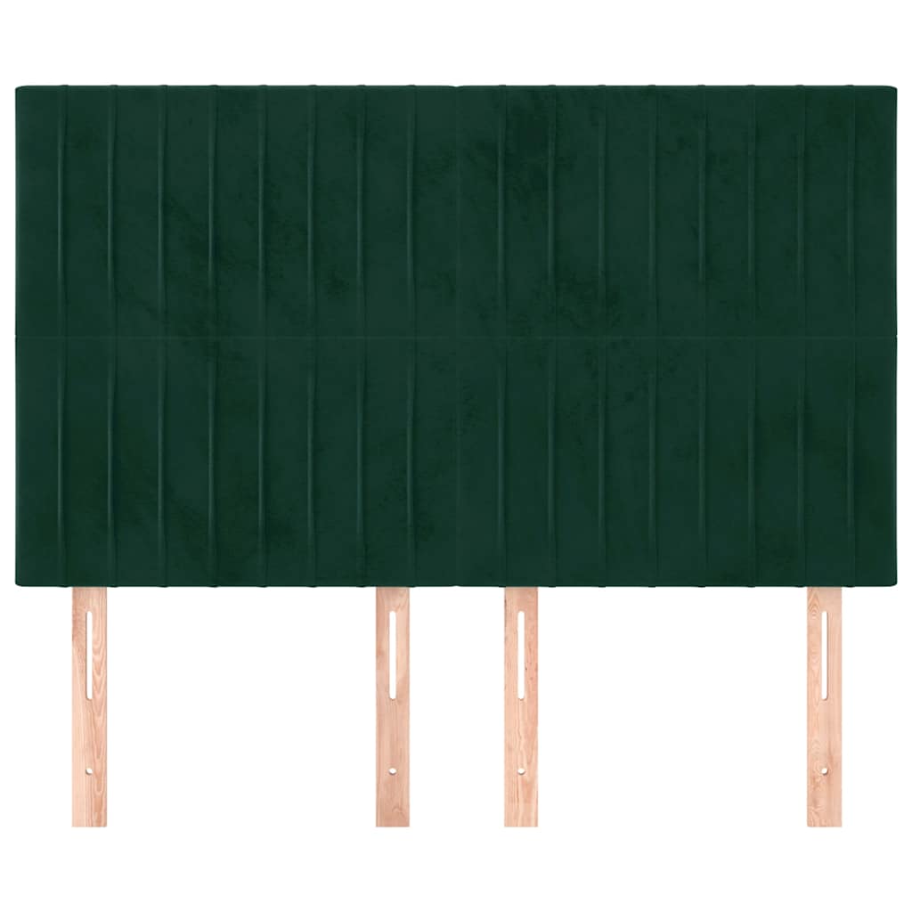Sötétzöld bársony fejtámla 144x5x118/128 cm 3