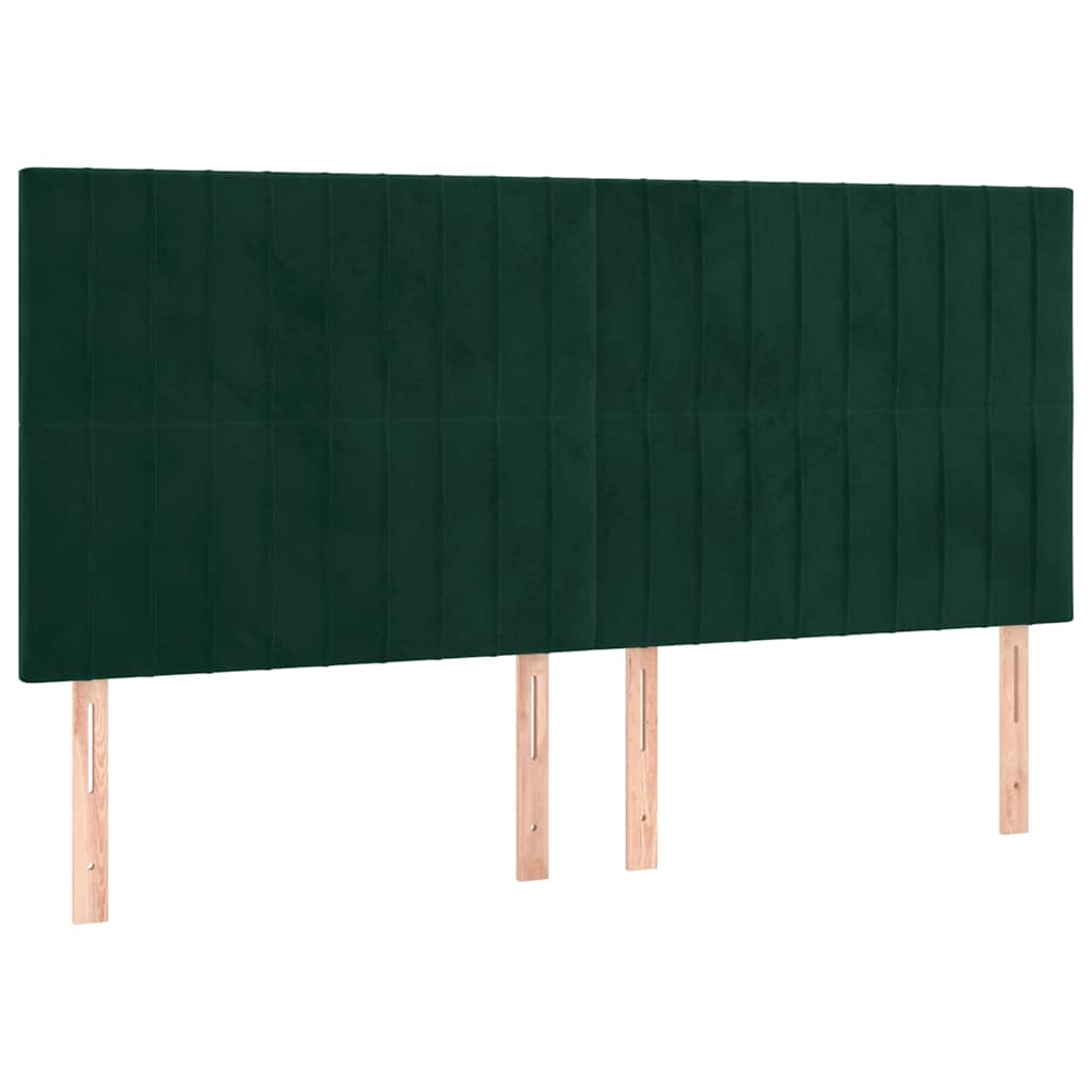 Sötétzöld bársony fejtámla 160x5x118/128 cm 2