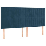 Sötétkék bársony fejtámla 160x5x118/128 cm 2