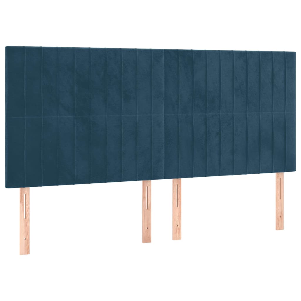 Sötétkék bársony fejtámla 160x5x118/128 cm 2