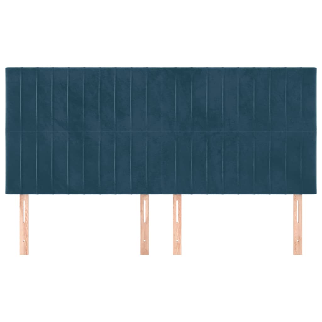 Sötétkék bársony fejtámla 160x5x118/128 cm 3