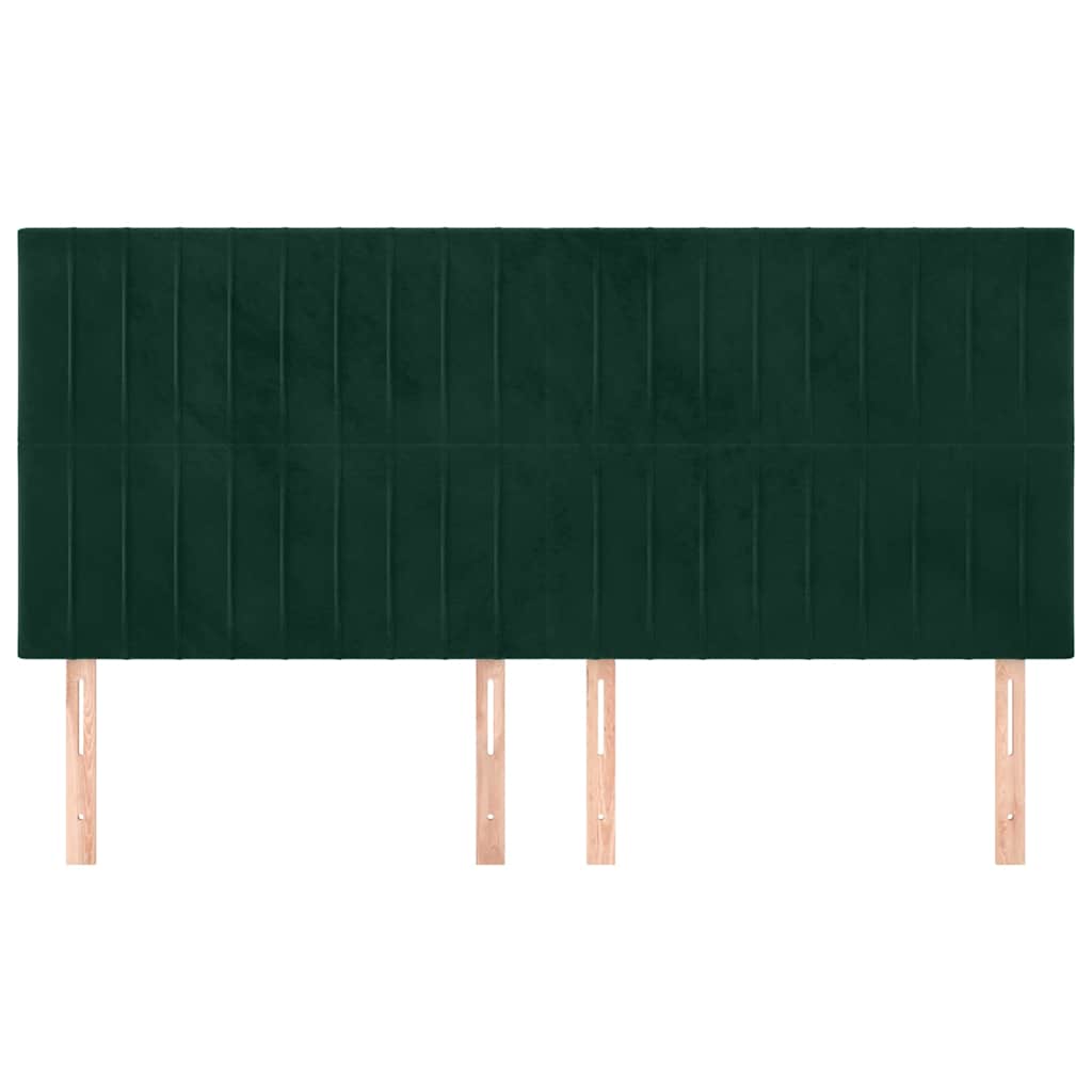 Sötétzöld bársony fejtámla 180x5x118/128 cm 3