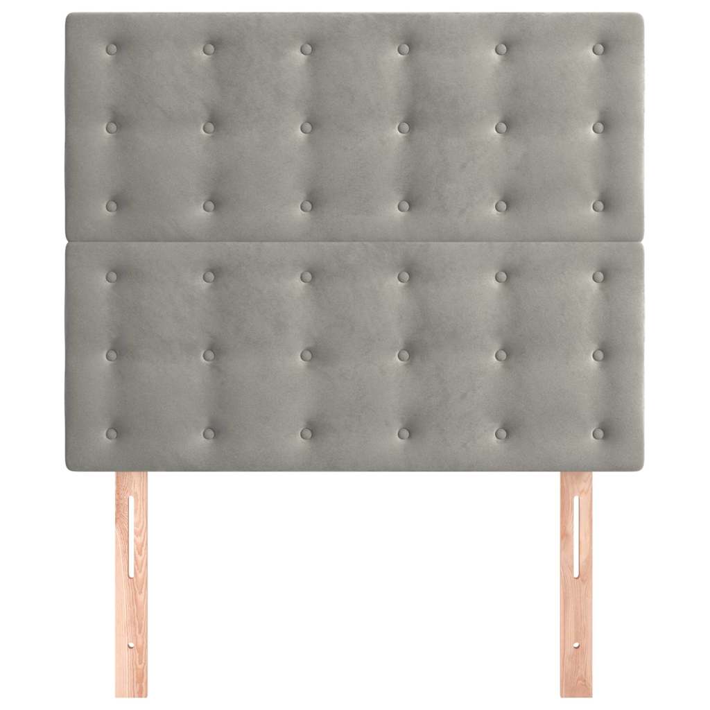 Világosszürke bársony fejtámla 100x5x118/128 cm 3