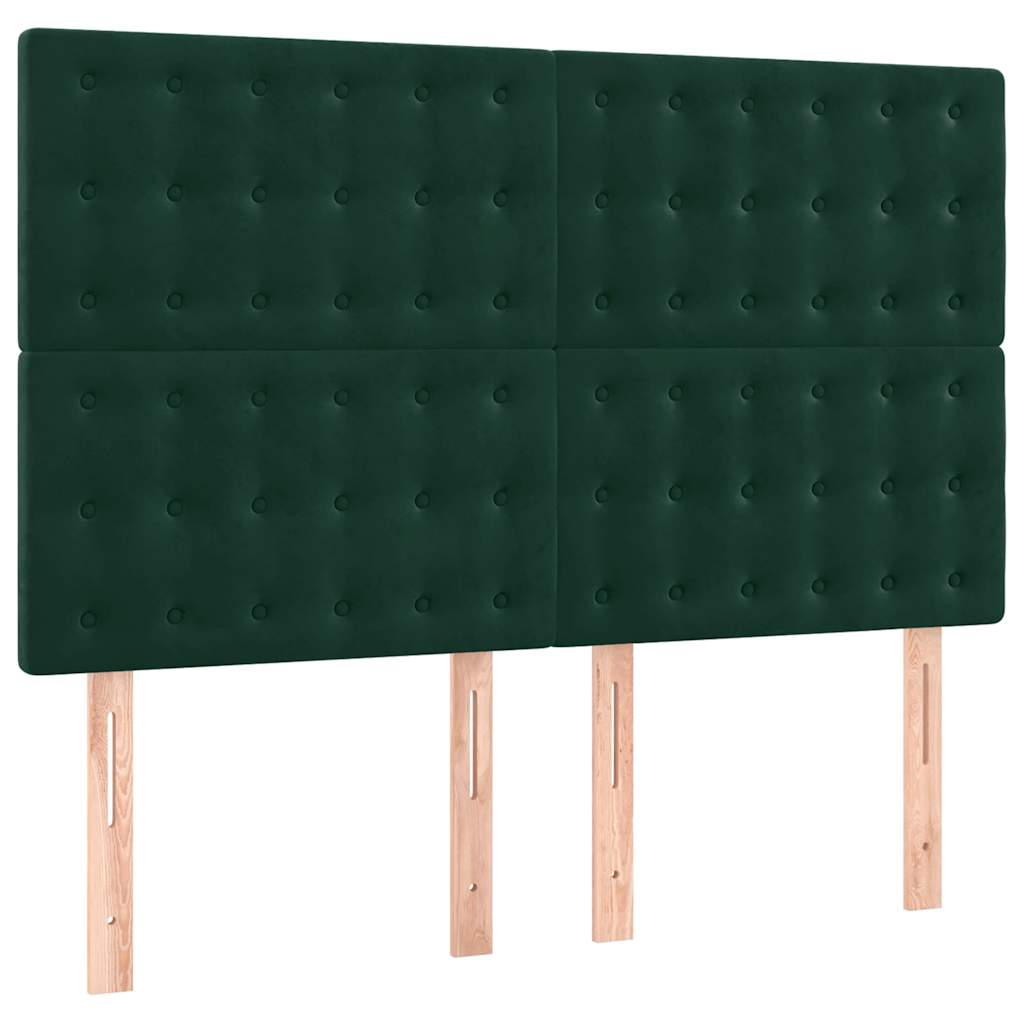 Sötétzöld bársony fejtámla 144x5x118/128 cm 2