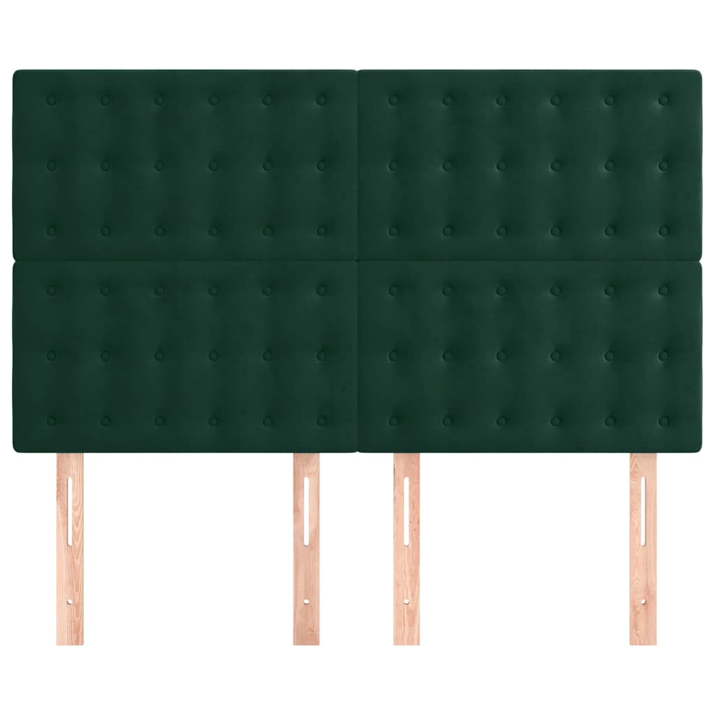 Sötétzöld bársony fejtámla 144x5x118/128 cm 3