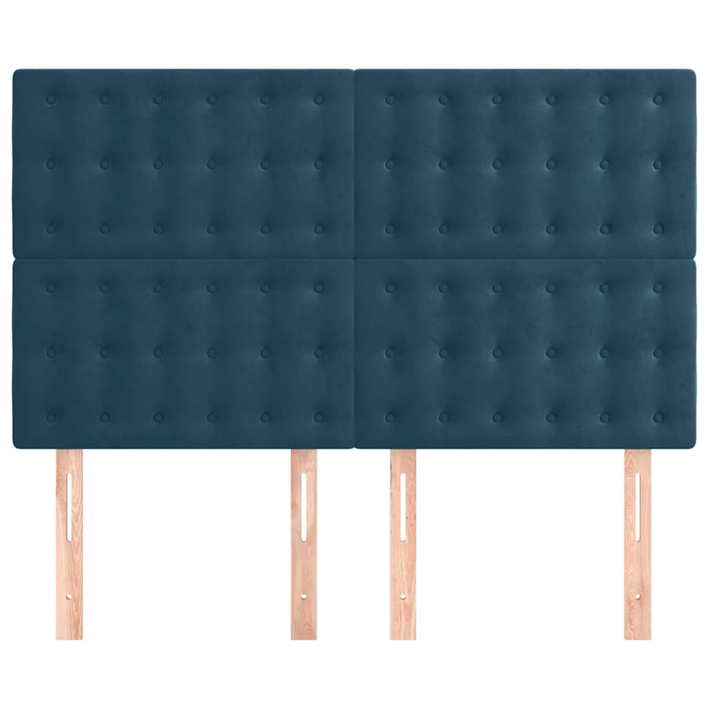 Sötétkék bársony fejtámla 144x5x118/128 cm 3