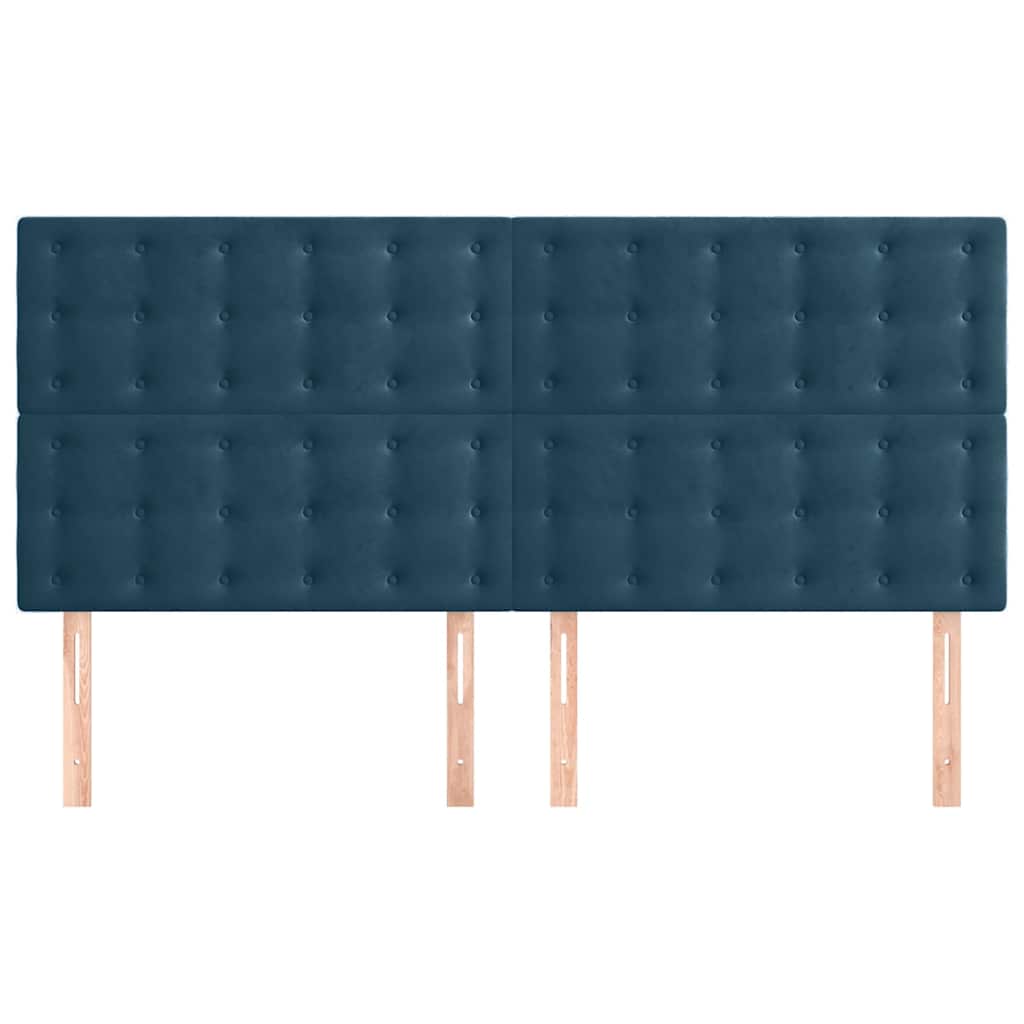 Sötétkék bársony fejtámla 200 x 5 x 118/128 cm 3