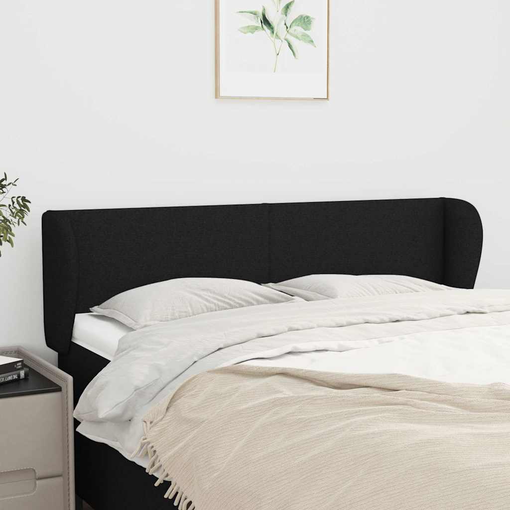 Fekete szövet fejtámla szárnyakkal 147x23x78/88 cm