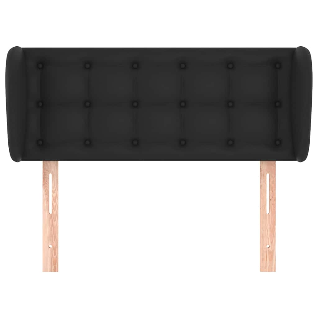Fekete műbőr szárnyas fejtámla 83x23x78/88 cm 3