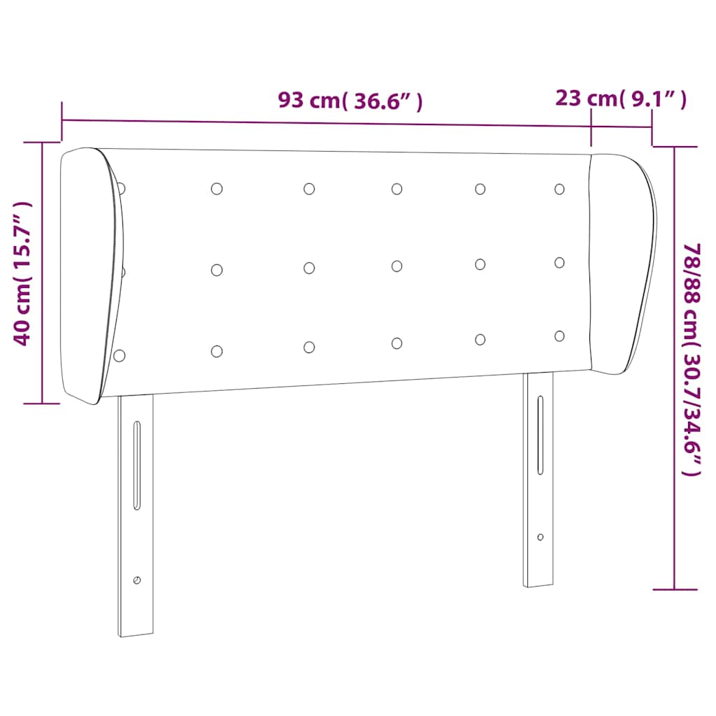 Sötétszürke szövet fejtámla szárnyakkal 93x23x78/88 cm 9