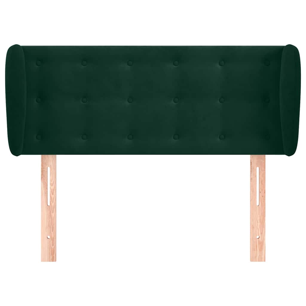 Sötétzöld bársony fejtámla szárnyakkal 103x23x78/88 cm 3
