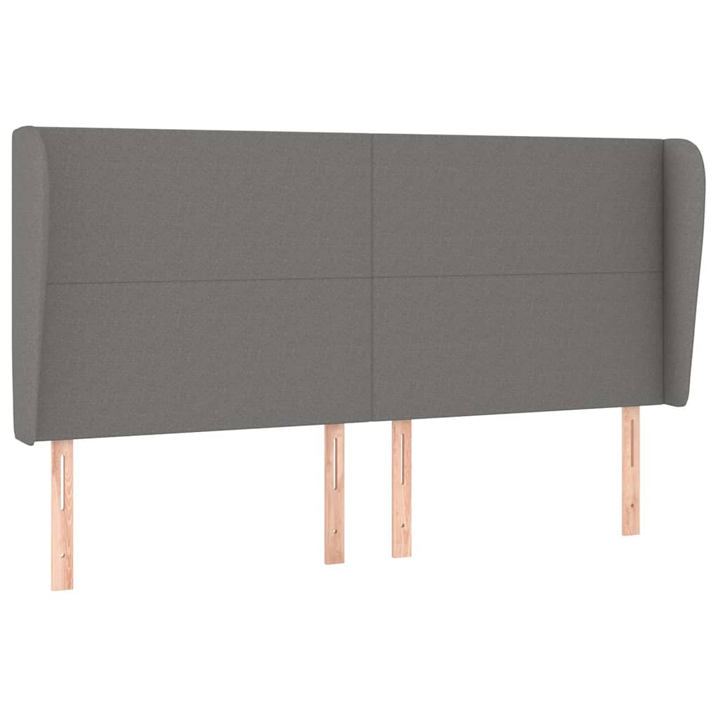 Sötétszürke szövet fejtámla szárnyakkal 203x23x118/128 cm 2