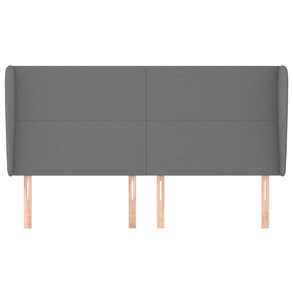 Sötétszürke szövet fejtámla szárnyakkal 203x23x118/128 cm 3
