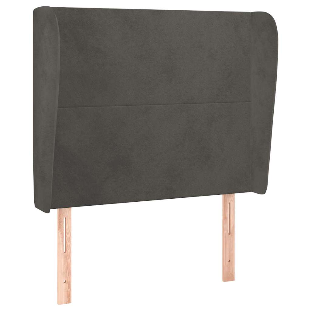 Sötétszürke bársony fejtámla szárnyakkal 83 x 23 x 118/128 cm 2