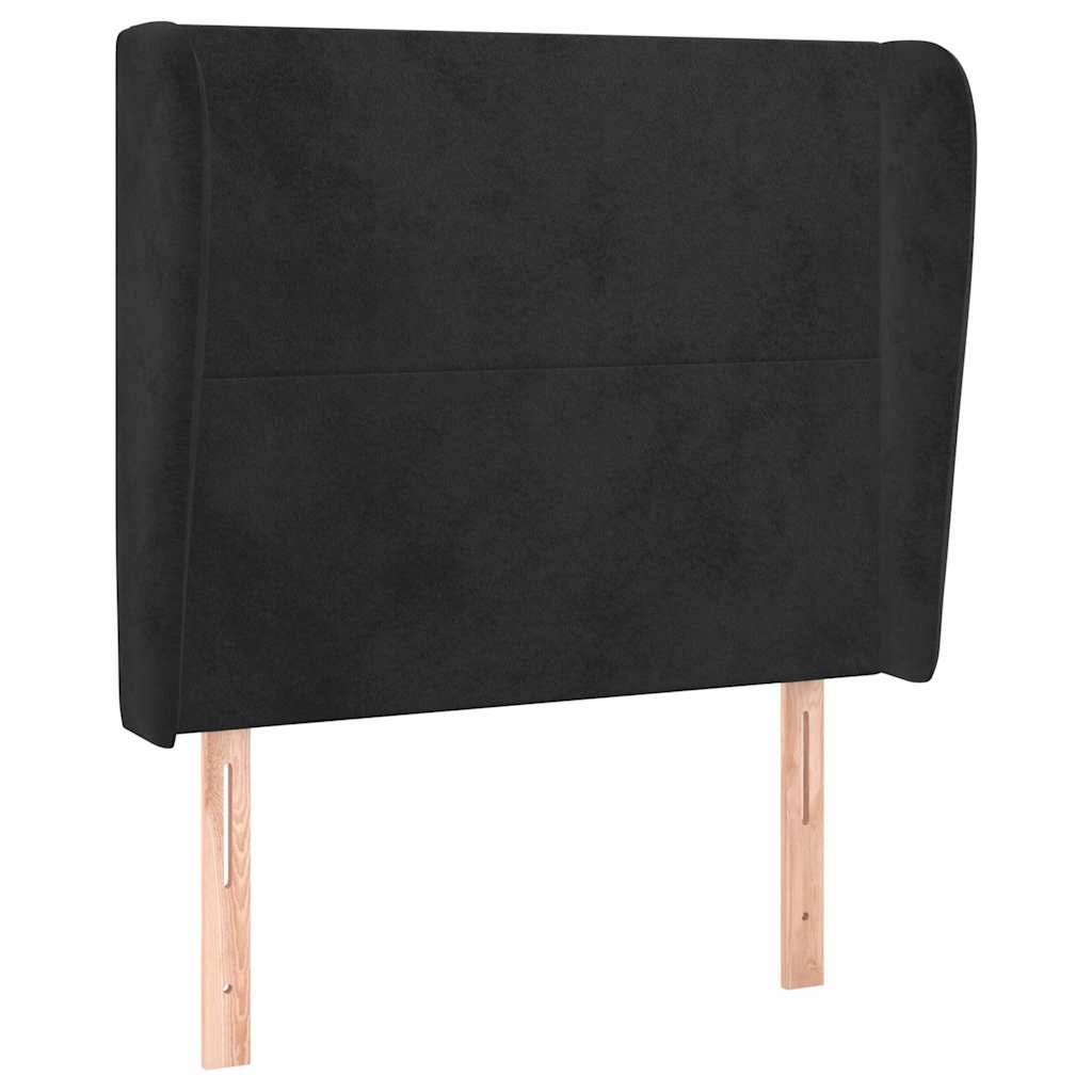 Fekete bársony fejtámla szárnyakkal 83 x 23 x 118/128 cm 2