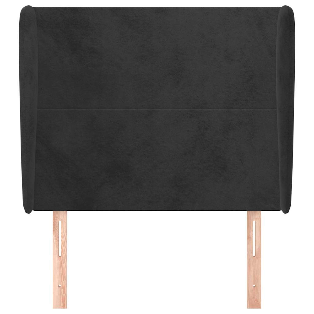 Fekete bársony fejtámla szárnyakkal 83 x 23 x 118/128 cm 3