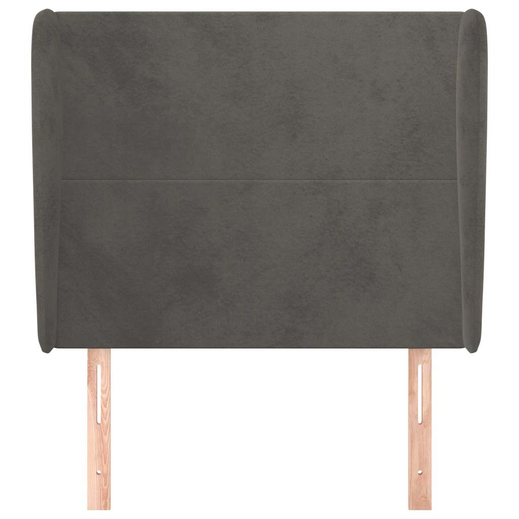 Sötétszürke bársony fejtámla szárnyakkal 93 x 23 x 118/128 cm 3