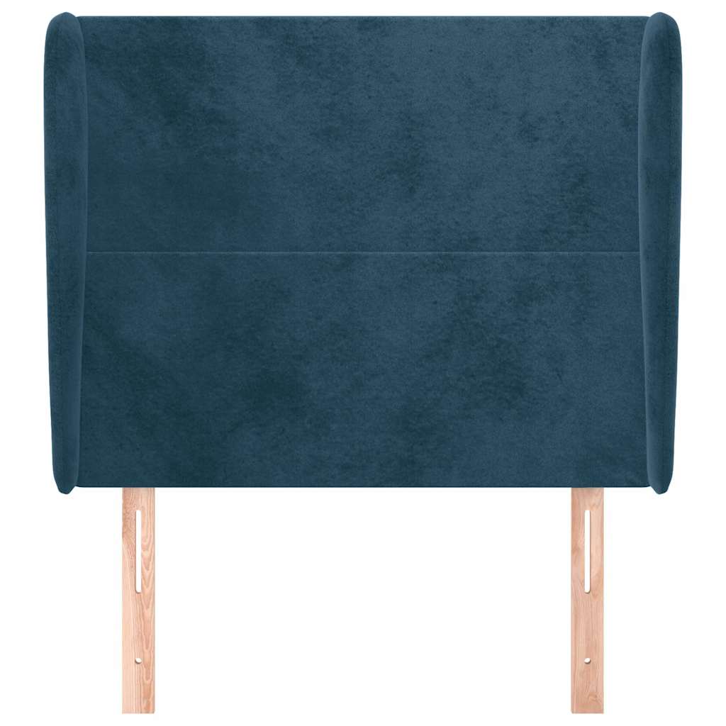 Sötétkék bársony fejtámla szárnyakkal 103 x 23 x 118/128 cm 3